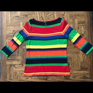 Lauren Ralph Lauren Multicolor 3/4 Sleeve T-shirt XL
